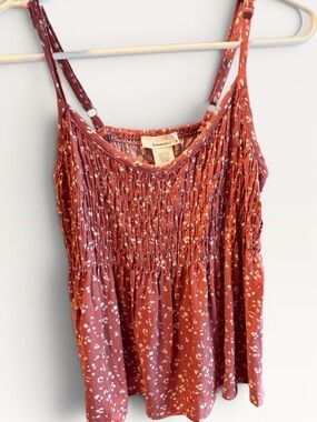 Urban Romantics Terracotta Floral Tank • Babydoll Cami Blouse •‎ Size M